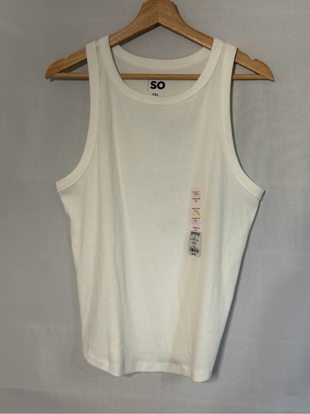 SO White Ribbed Tank Top - Scoop Neck